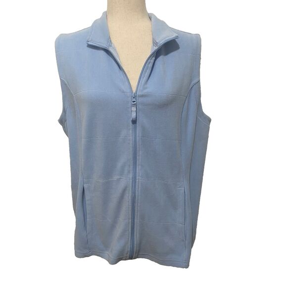 Vivienne Vivienne Tam Women's Light Blue Soft Fleece Full Zip Vest Size XL‎ Golf - Picture 1 of 10